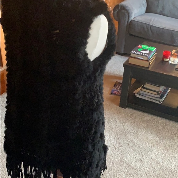 Black 100% rabbit fur black vest - Picture 3 of 6